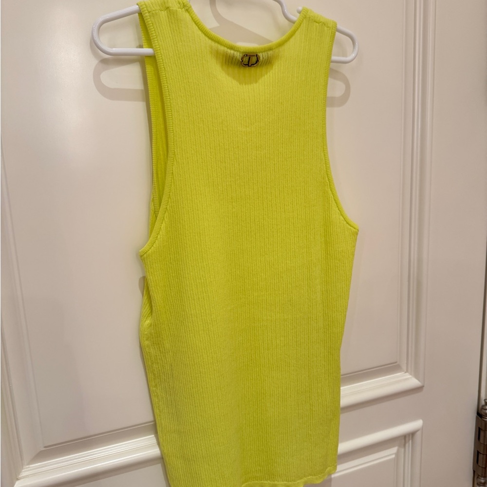 Twin-Set Yellow Ribbed Knit Tank Top - Picture 3 of 13
